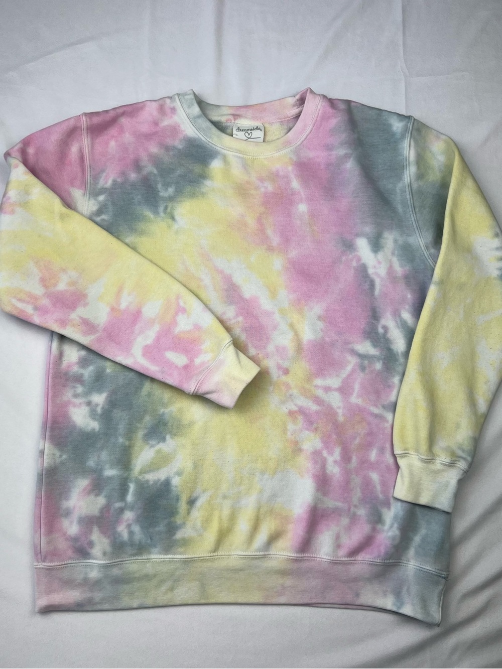 Dreamsicle Pastel Rainbow Tie-Dye Crewneck Sweatshirt Oversized - Small